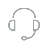 An icon of headphones with a microphone attached.
