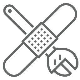 An icon of a bandaid over a wrench, indicating patching
